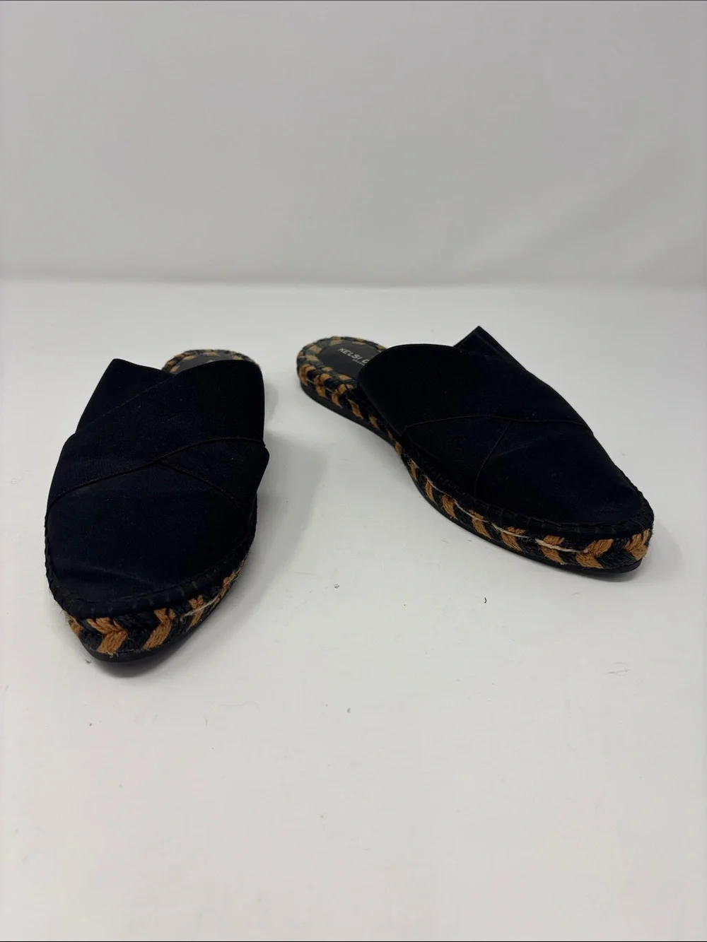Kelsi Dagger | Black Slip-On Espadrille Mules with Braided Trim